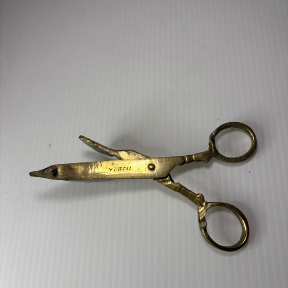 Vintage Brass Candle Snuffer Wick Trimmer Scissors Made in India - Picture 6 of 7